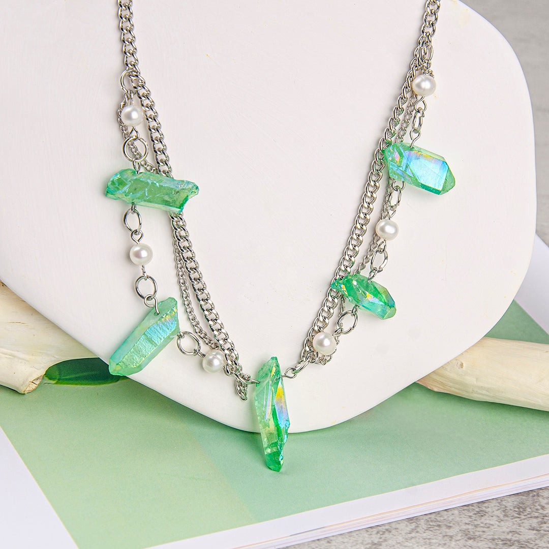 Groene Kwarts Kristal Boho Ketting