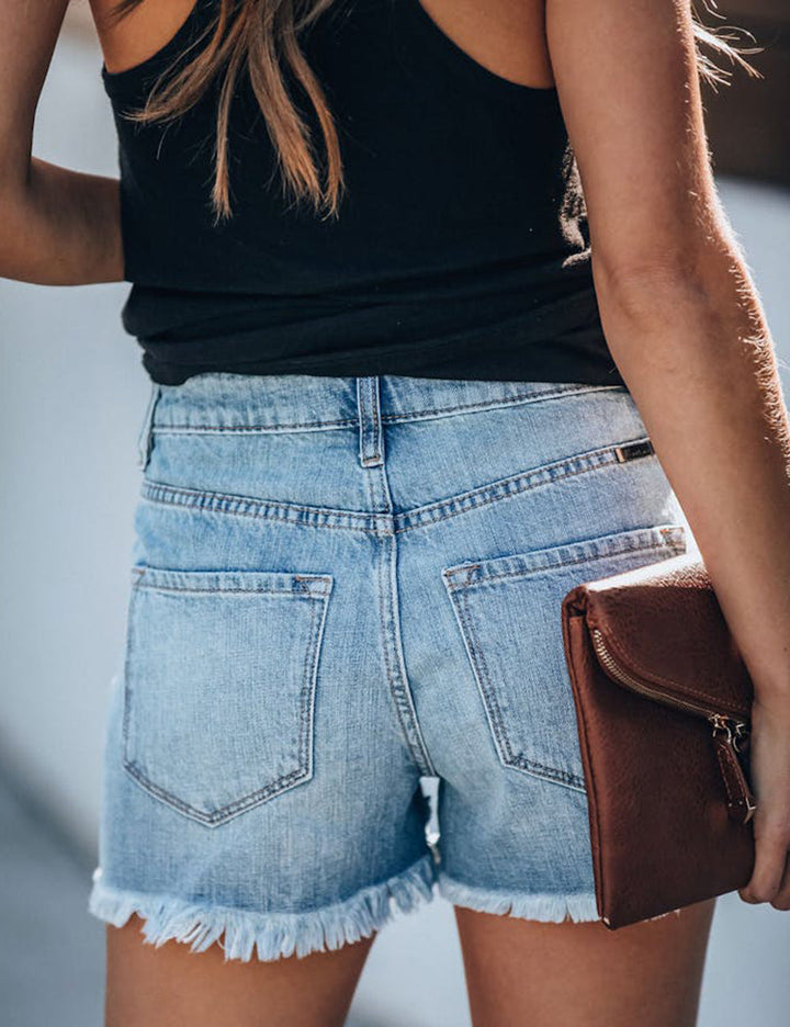 Hazel Denim Shorts met hoge opdruk