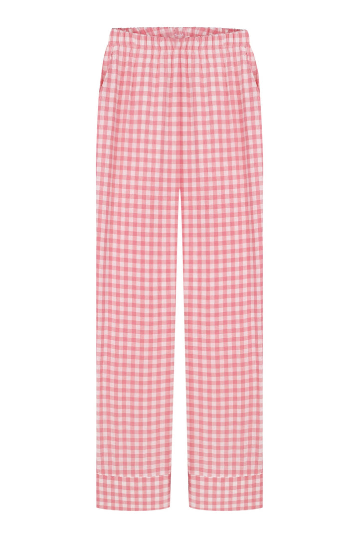 Rosa rutigt löst pyjamas-set