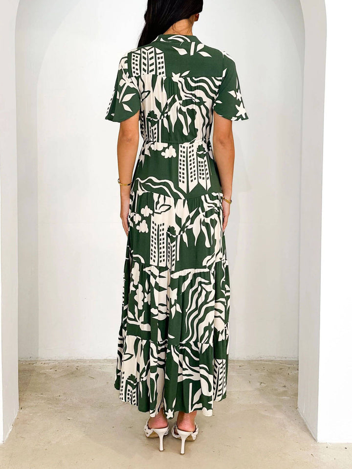 Lyhythihainen Resort Print Midi Mekko