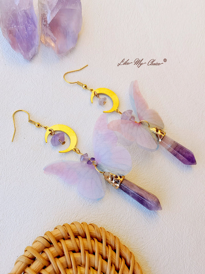 Pendientes Boho Mariposa Monarca Amatista