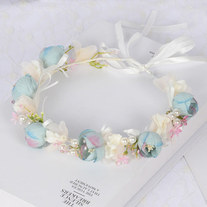 Fée bleue Couronne de fleurs en perles