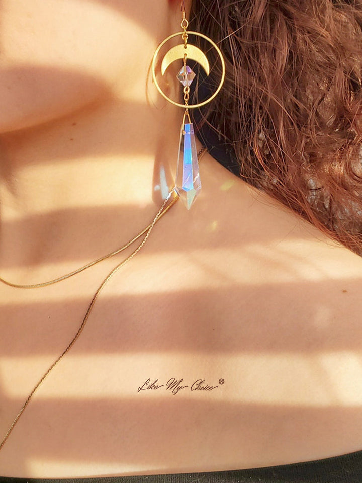 Pendientes de cristal Boho Moon