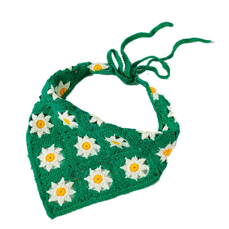 Hånd hæklet daisy bandana