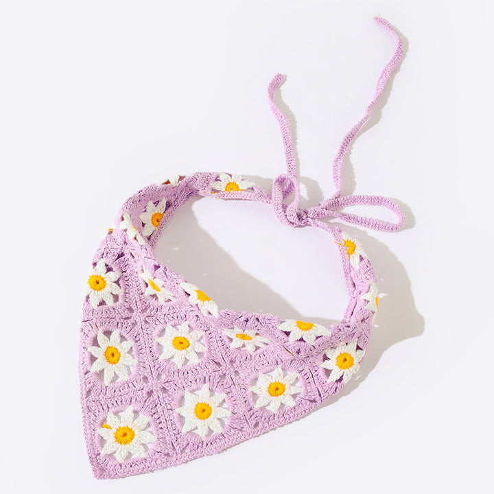 Hånd hæklet daisy bandana