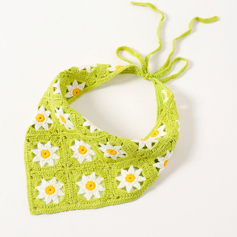 Hånd hæklet daisy bandana