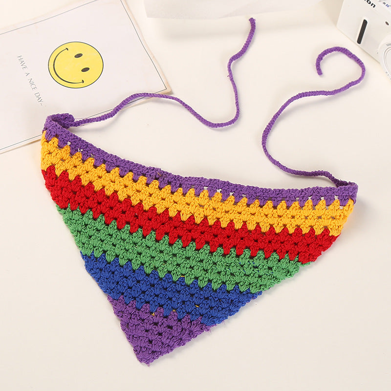 Handgehäkeltes Regenbogenbandana