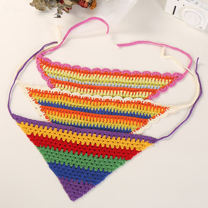 Handgehaakte Regenboog Bandana