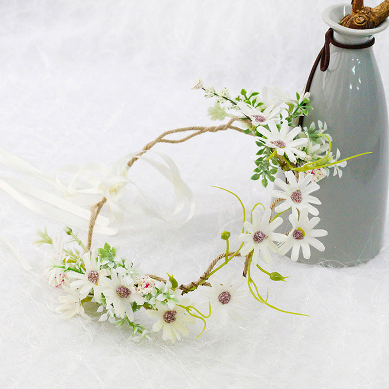 Couronne de fleurs marguerite blanche