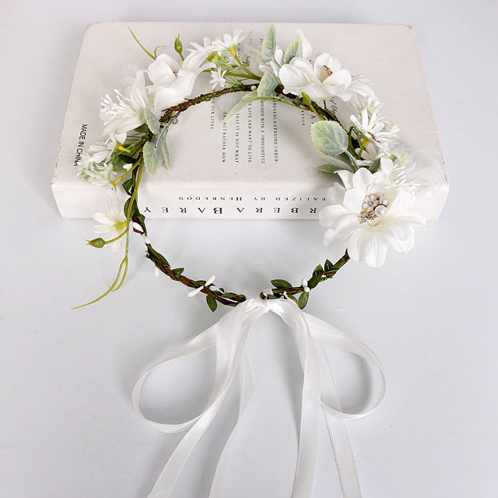 White Pearl Rhinestone Flower Crown