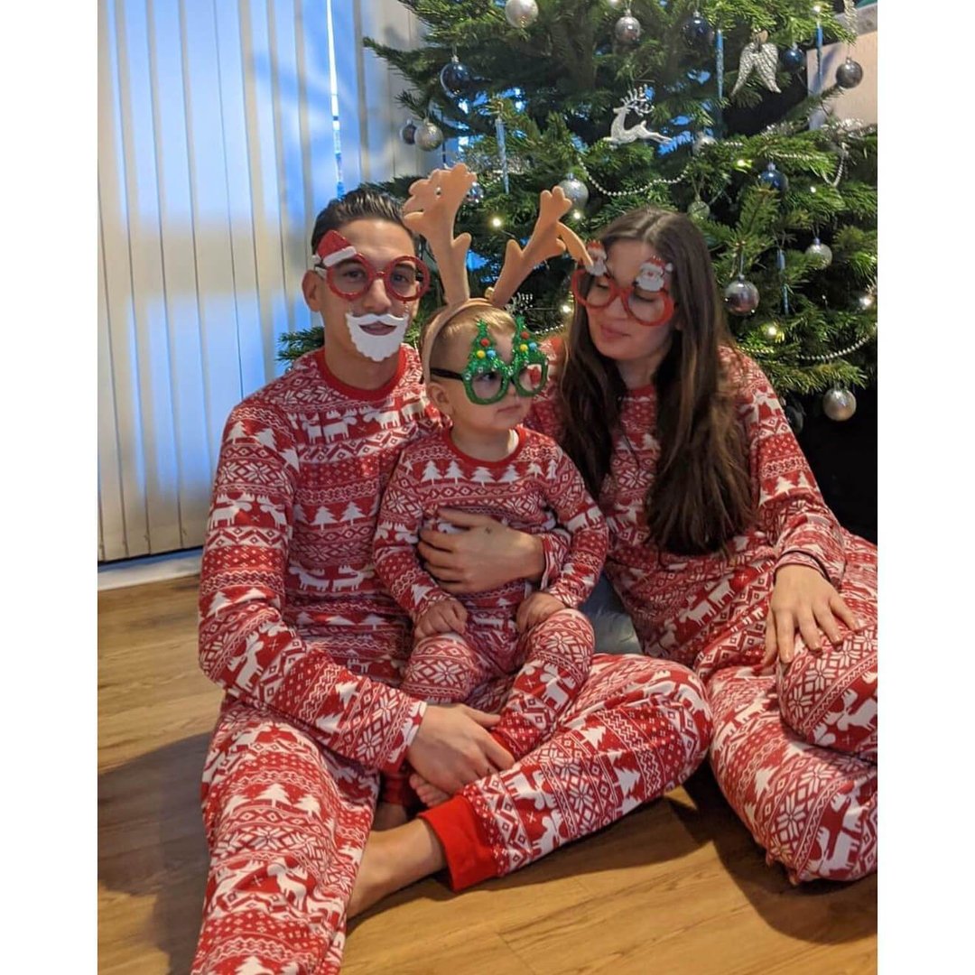 Rood met witte kerstprint familie bijpassende pyjama sets