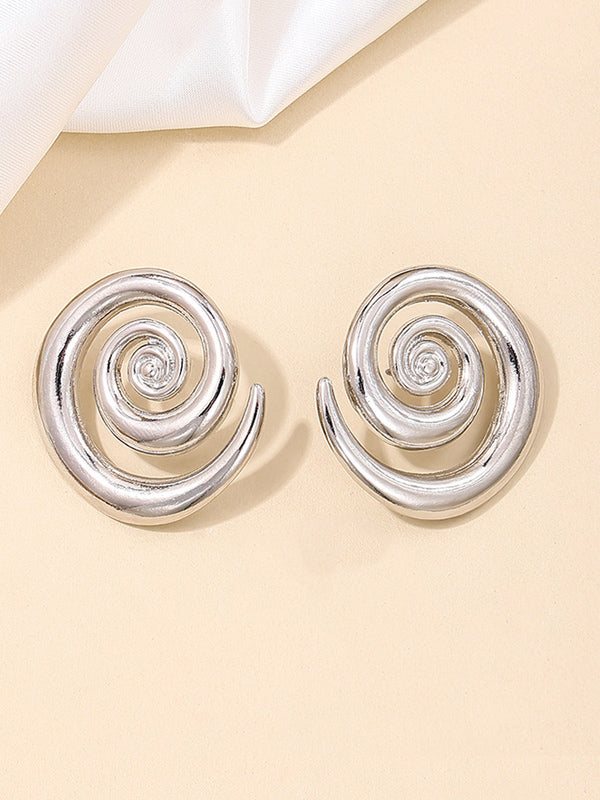 Anting Swirl Berongga Gaya Sederhana Anting Jalanan yang Berlebihan