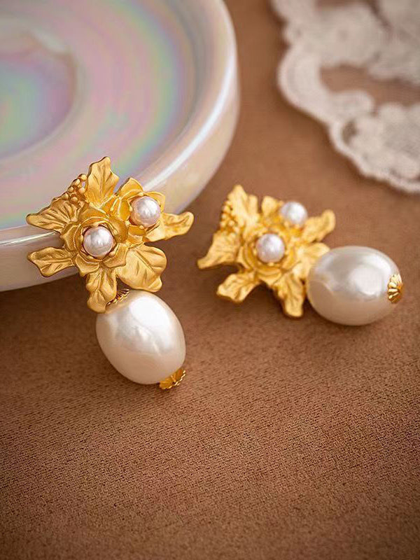 Anting-anting Pejantan Mutiara Barok Antik Mawar