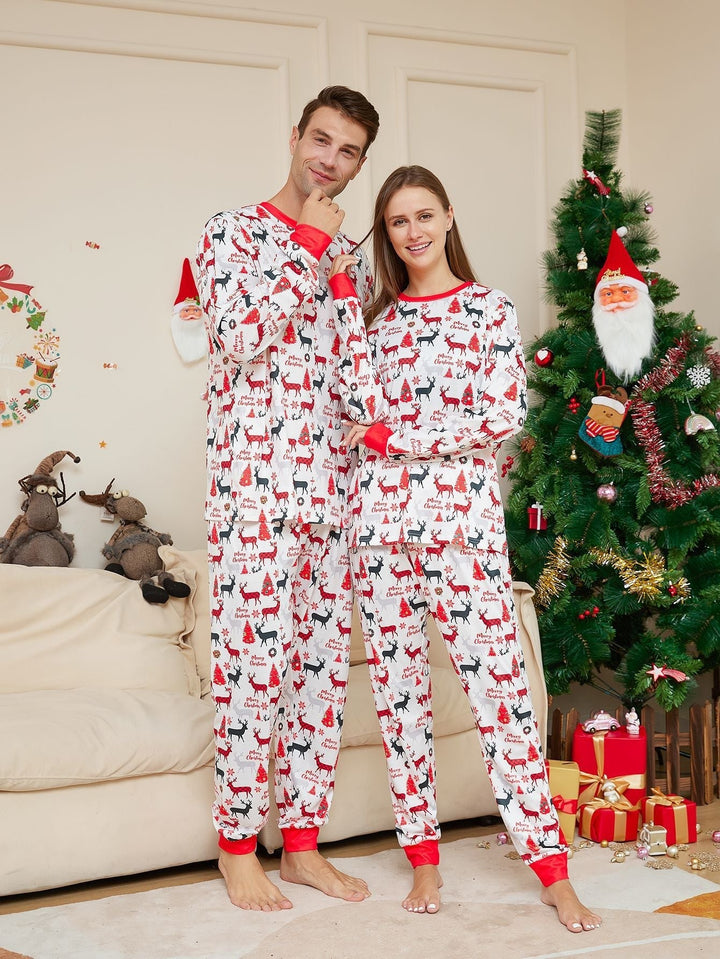 Pijama a juego con estampado de ciervos navideños Fmalily