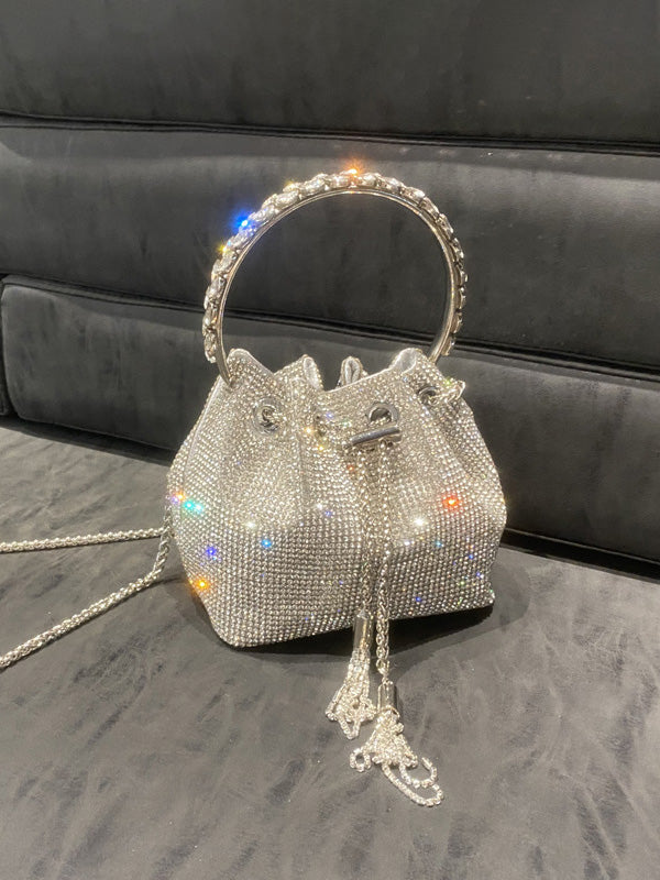 Bolsa de mão com alça de balde de diamante quente