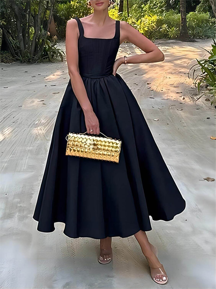 Κομψό και κομψό Off-Shoulder στράπλες αμάνικο φόρεμα Mixi