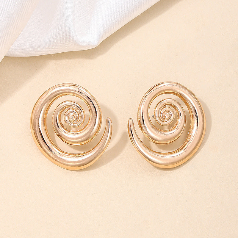 Simple Style Hollow Swirl Earrings Exaggerated Street Earrings