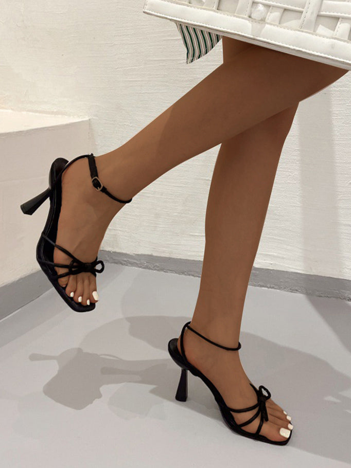 Sandal Wanita Gesper Satu Garis Modis Stiletto Terbuka Toe Sexy High Heels