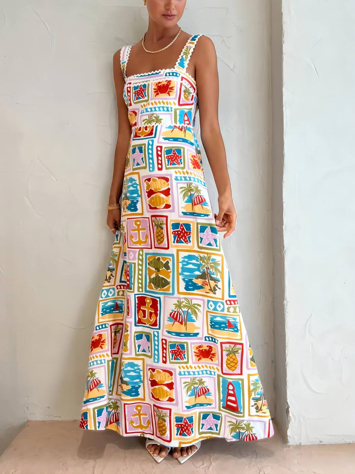 Vestido midi de encaje sexy con tirantes de graffiti personalizado