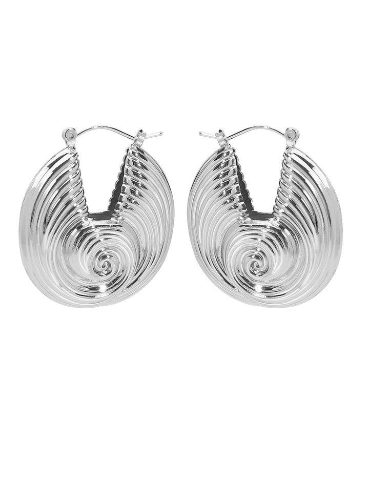 Retro Exagerated Design Conch Fan-Shaped Metal Ear Buckles