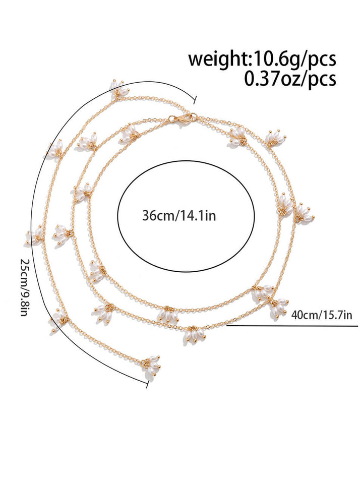 简约大米珍珠流苏链项链