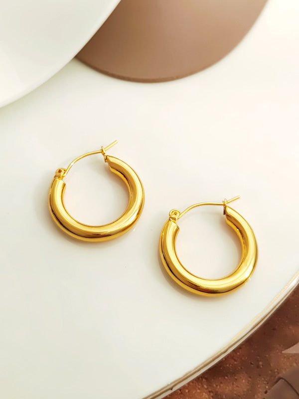 Retro Plain Hoop Earrings Personalisierte Metall Textur Ohrringe