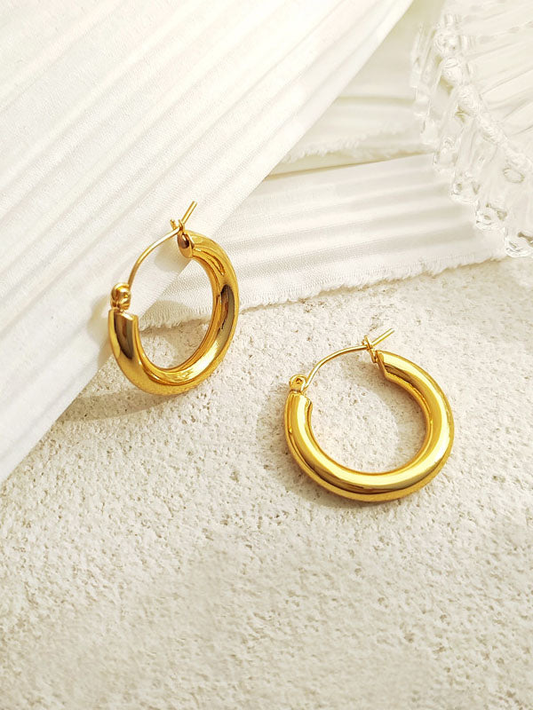 Retro Plain Hoop Earrings Personalisierte Metall Textur Ohrringe