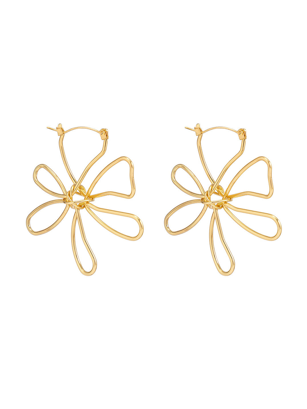 Boucles d'oreilles à grandes fleurs brillantes en métal à la mode