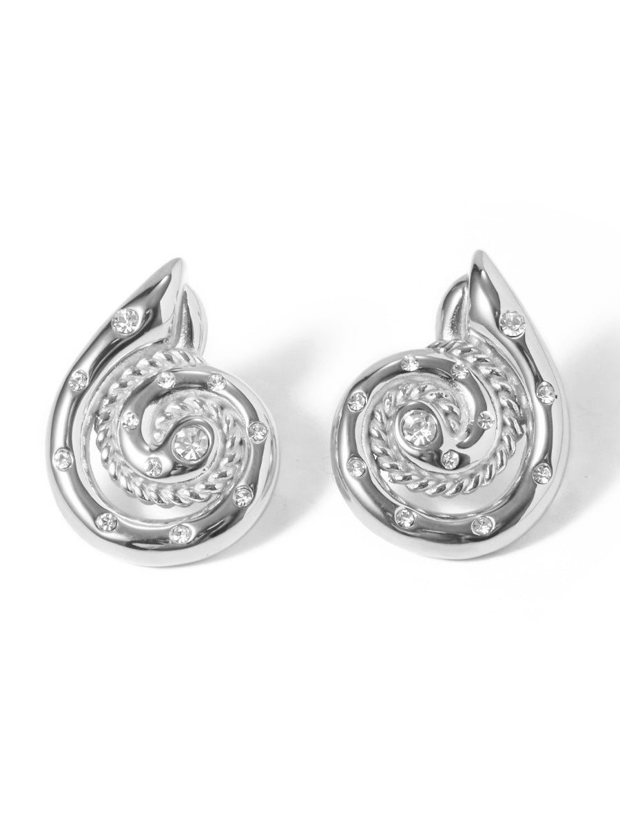 Boucles d'oreilles en métal et diamant conque de personnalité rétro