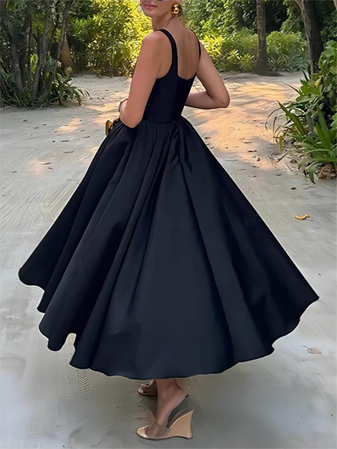 Stylish And Elegant Off-Shoulder Strapless Sleeveless Mixi Dress