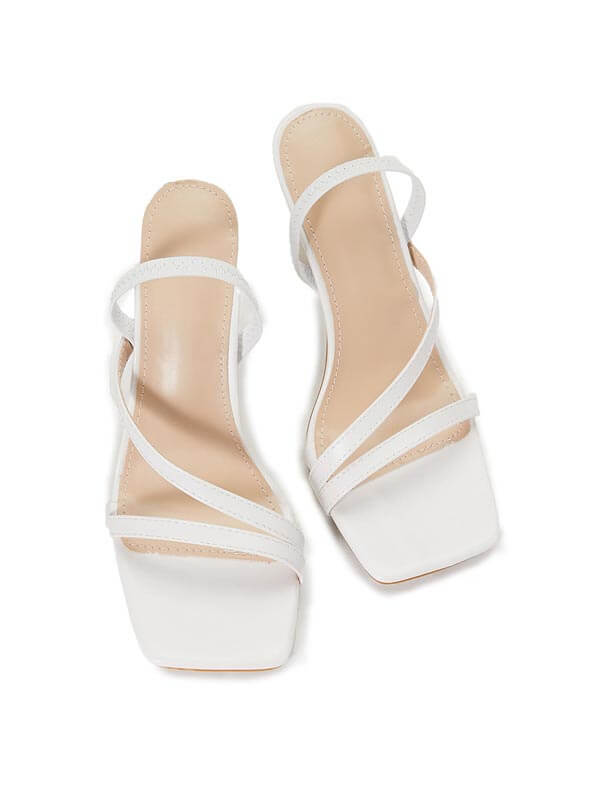 Women's High Heel Elastic Strap Square Toe Sandals