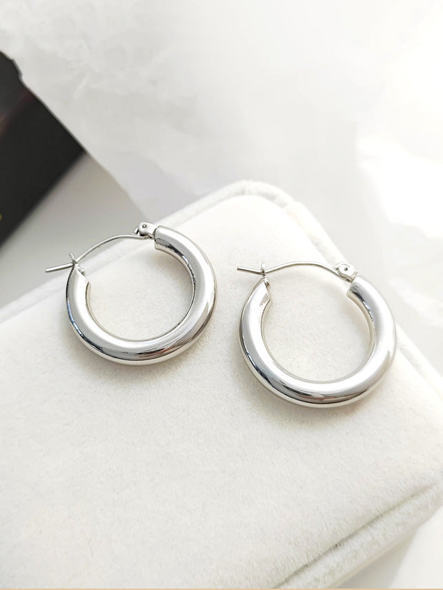 Retro Plain Hoop Earrings Personalisierte Metall Textur Ohrringe