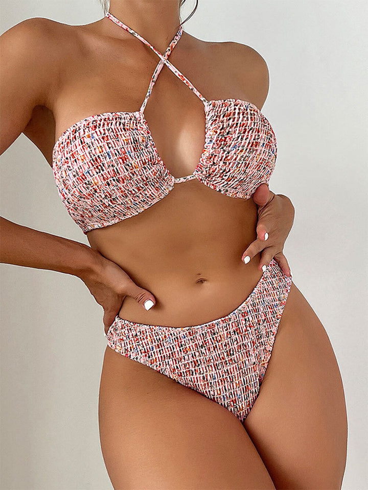 Blommig bikini med halter