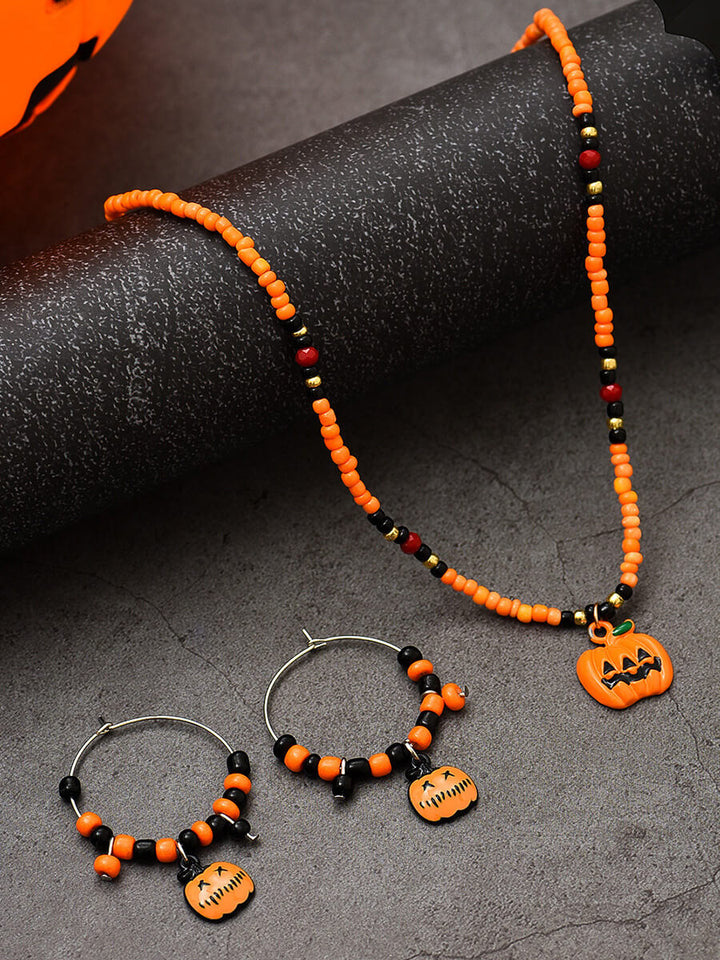 Halloween Fun Pumpkin örhängen och halsband - set