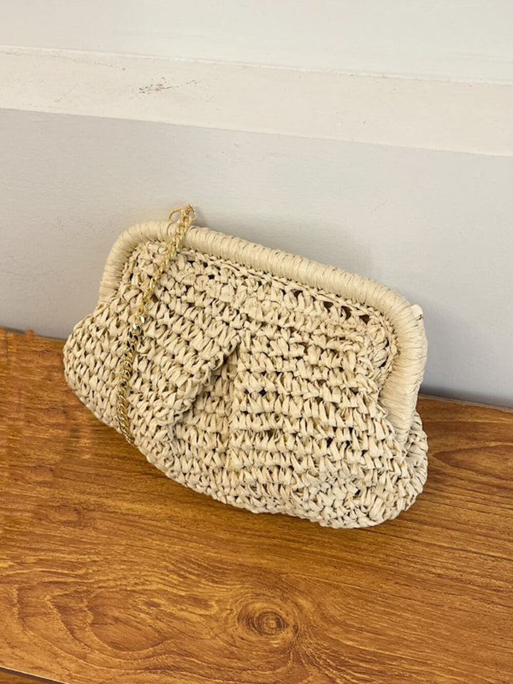 Straw Niche Design Kedja axel Crossbody Kopplingsväska