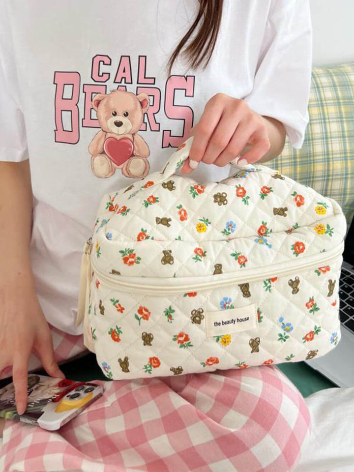 Capacitate mare portabil Floral Bear machiaj sac