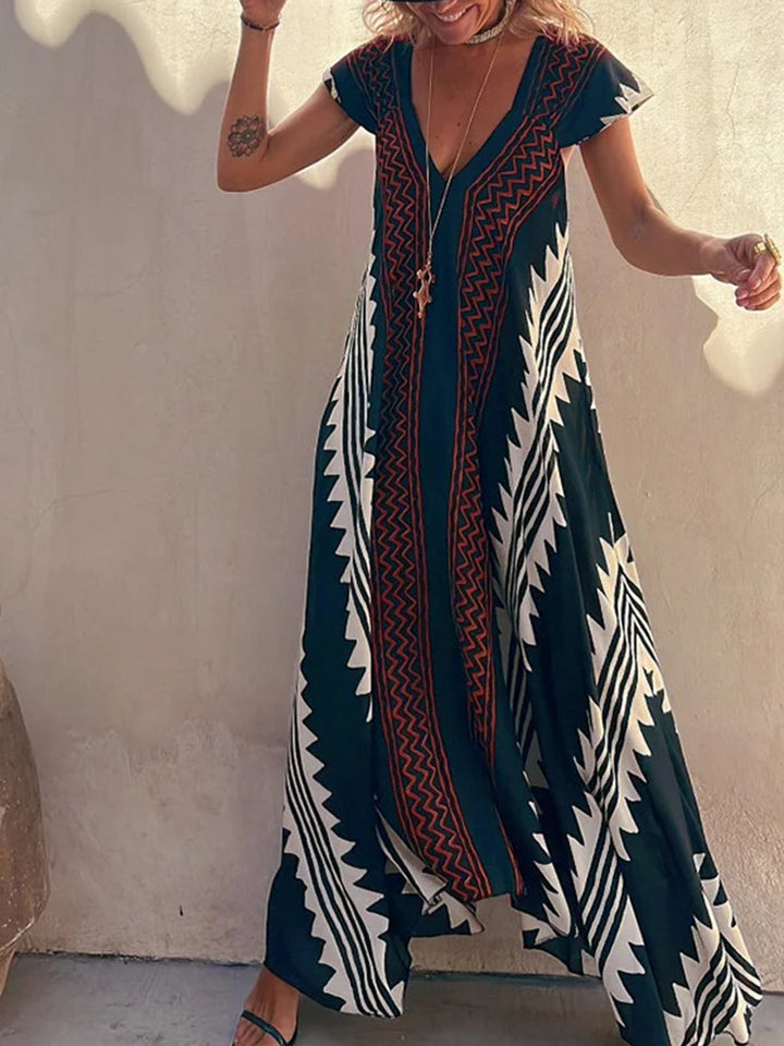 Shannon Bohemian Aztec Print Maxikleid