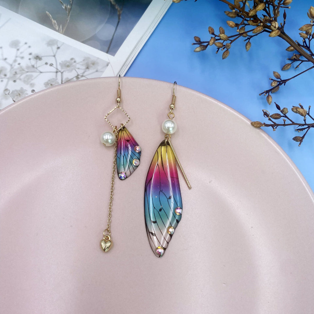 Butterfly Wing Rainbow Gold Foil Cicada Wing Tassel Σκουλαρίκια με φούντα