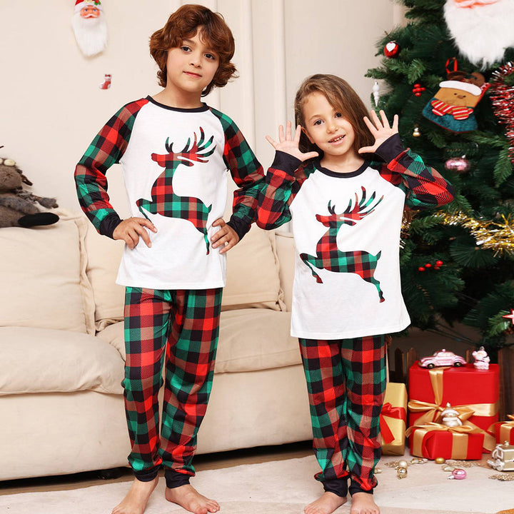 Weihnachten Familie zusammenpassende Pyjamas Set Grün Gitter Schlafanzüge