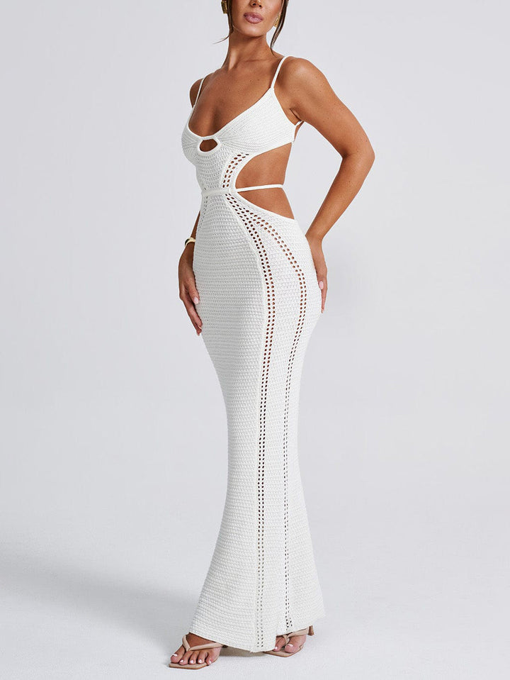 Σέξι Backless Wrap στήθος Midi φόρεμα