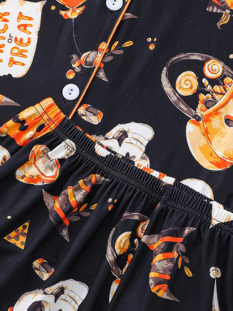 Conjunto de pijama con estampado de calabaza y fantasma de Halloween