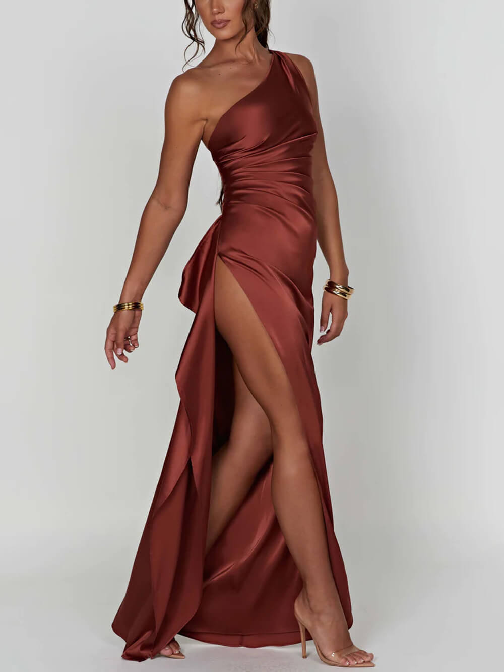 Maxikleid mit Satinschlitz