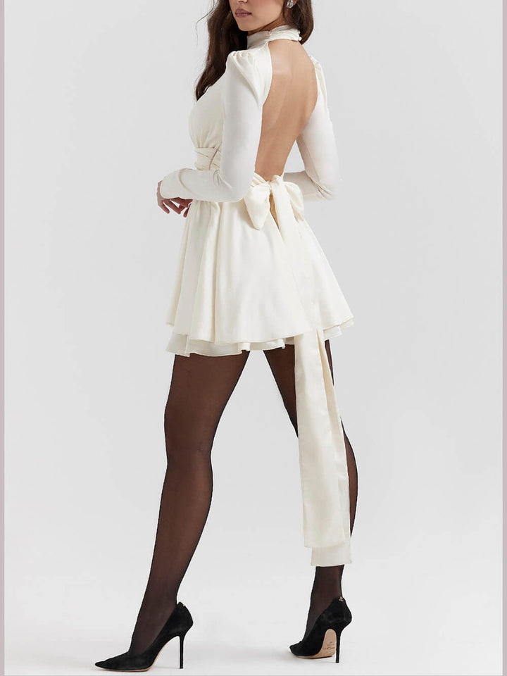 Ivory Bow Mini Dress