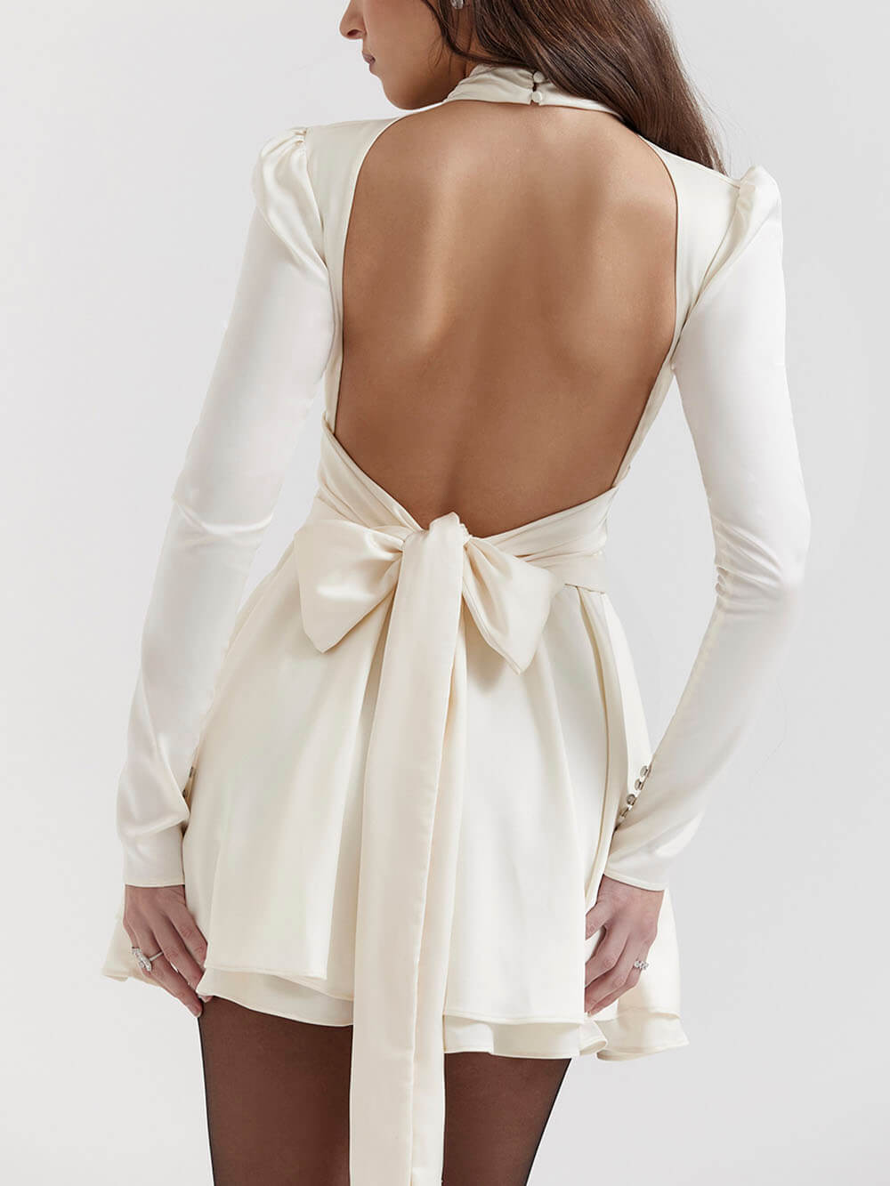 Ivory Bow Mini Dress