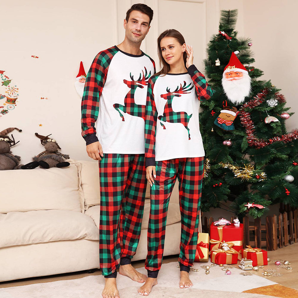 Weihnachten Familie zusammenpassende Pyjamas Set Grün Gitter Schlafanzüge