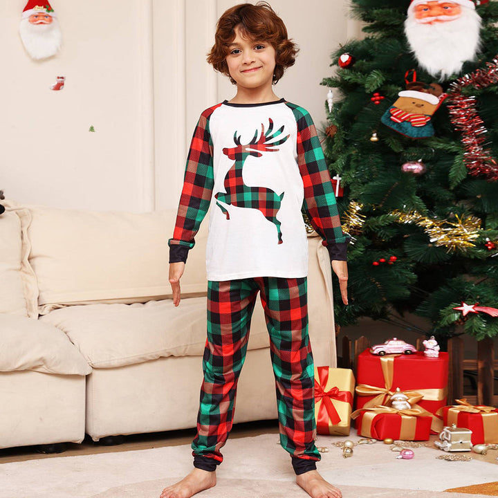 Pijama familiar navideño a juego Pijama de rejilla verde