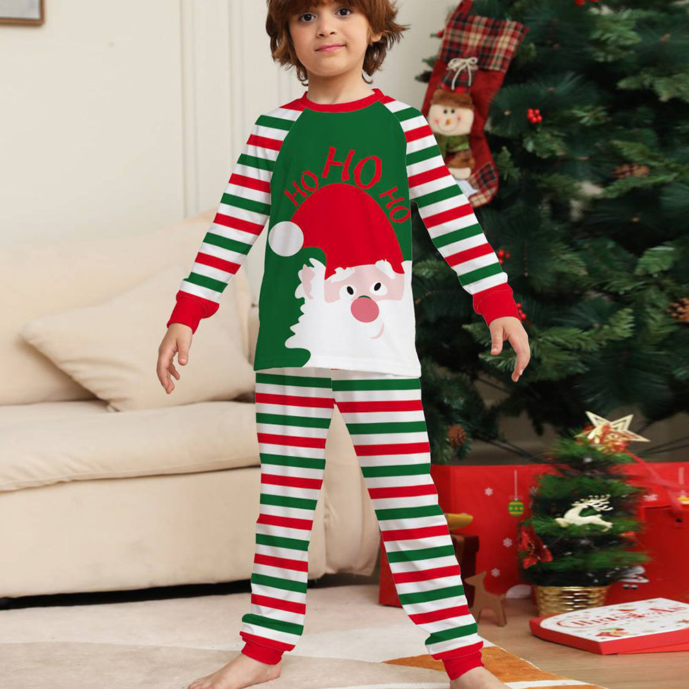 Pijama familiar navideño a juego Pijama de rayas verdes y rojas