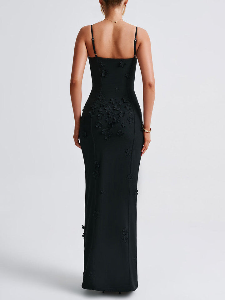 Squisito ricamo Sexy Slit Maxi Dress