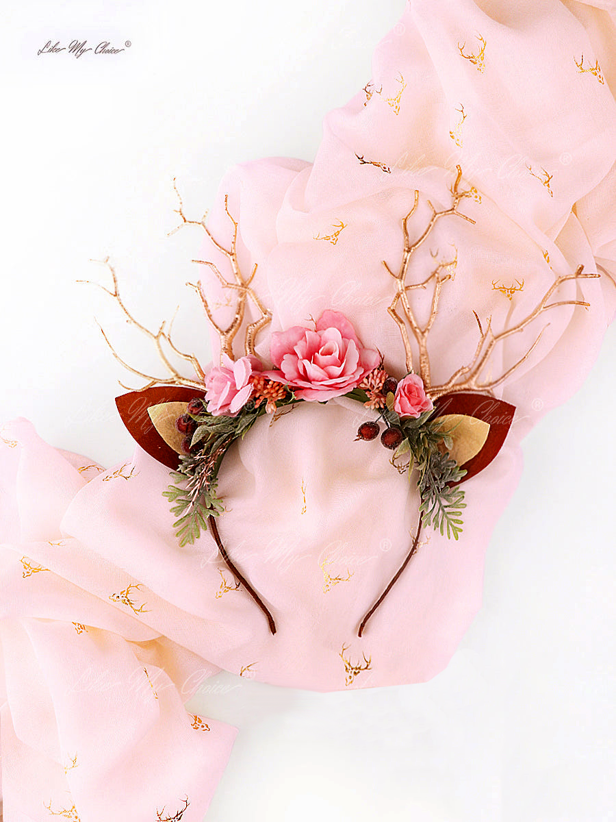 Pink Forest Christmas Reindeer Headband | Likemychoice