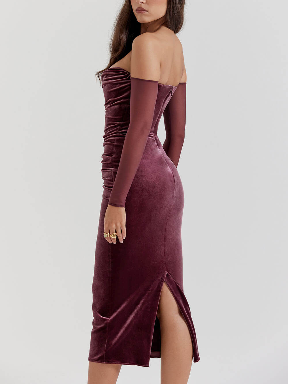 Vestido midi sem alças